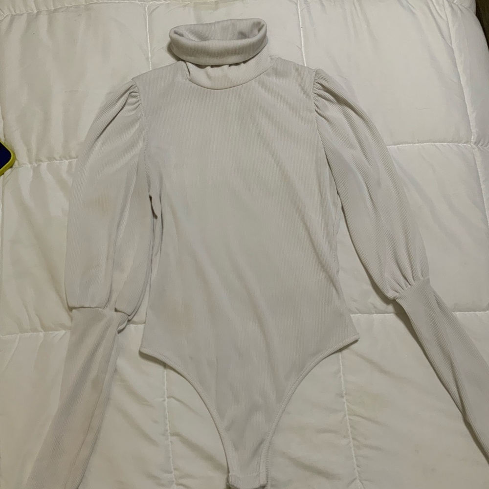 Nasty Gal Cream Turtleneck Bodysuit